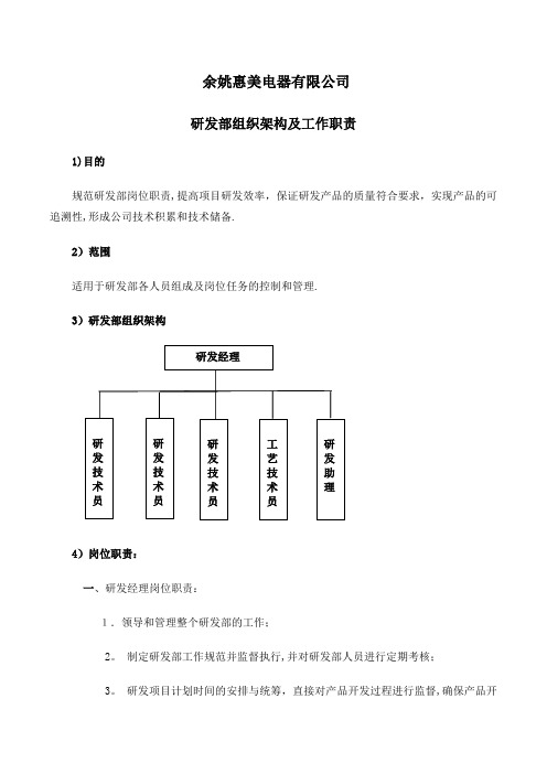 研发部组织架构及岗位职责