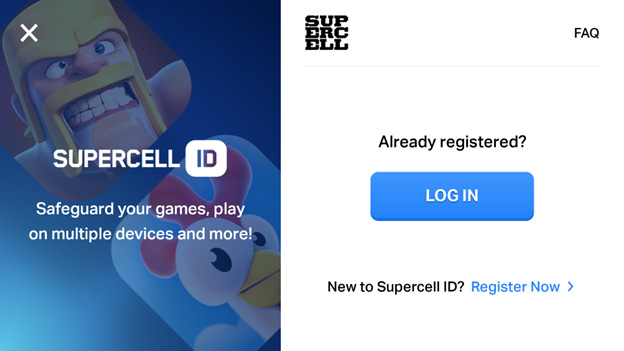 登录 Supercell ID 的页面
